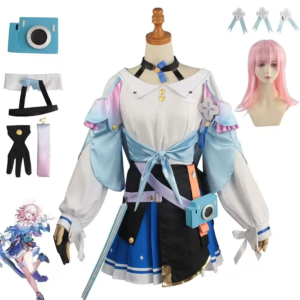 

Honkai: Star Rail Game Anime March 7th Cosplay Costumes Accessory And Wig Hair Camera Suit For Women Comic Con Halloween Costume