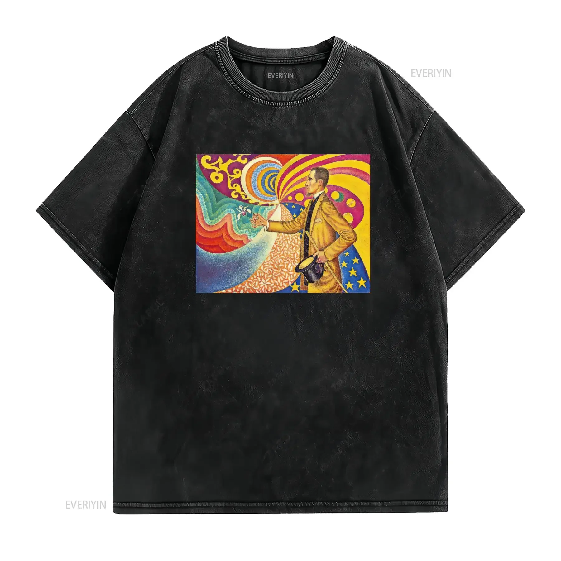 Portrait of Felix Feneon Paul Signac Painting T Shirt Art for Her Him Lover vintage Washed Unisex Stylish Top For Everyday Wear