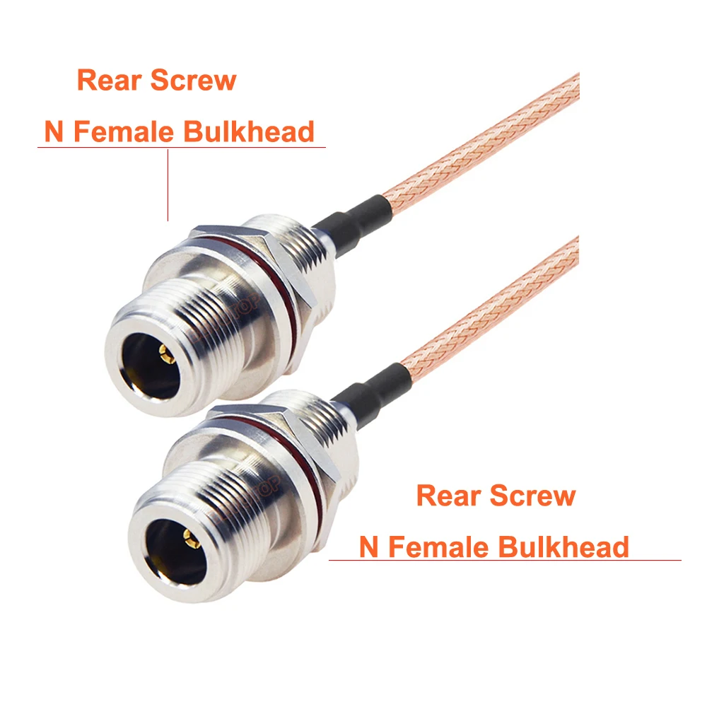 BEVOTOP N Type Panel Mount 4-Hole Flange Female to Female RG316 Cable Adapter 50Ohm Low Loss RF Coaxial Antenna Extension Jumper