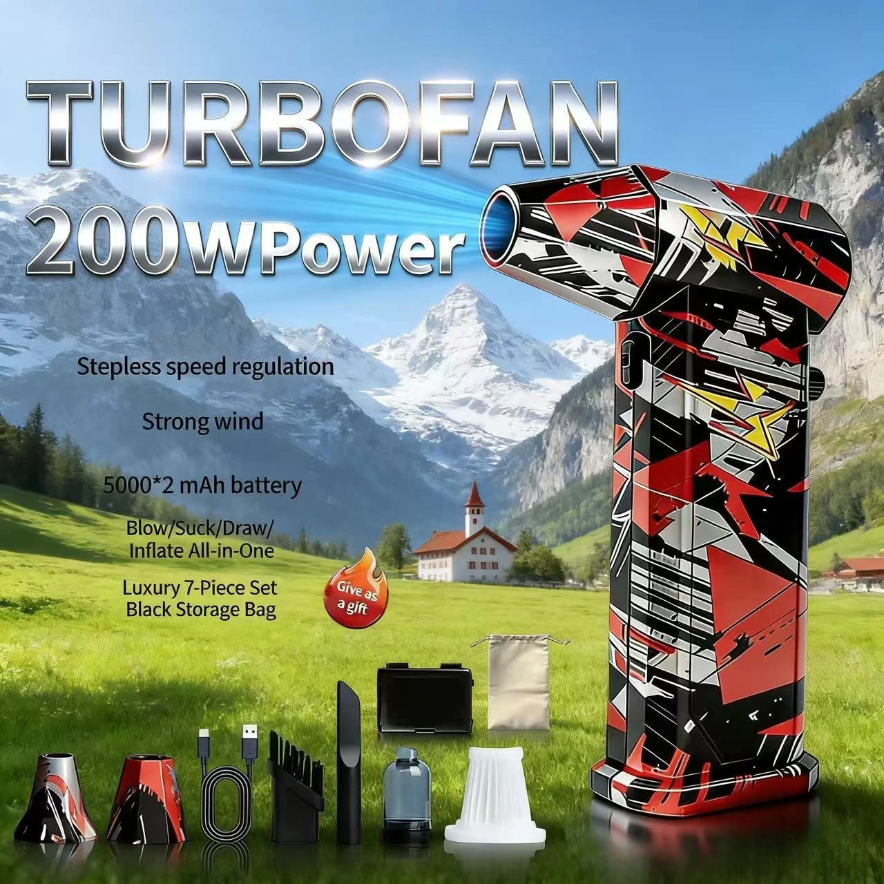 

500000RPM Turbo Jet Blower Vacuum X9 High Speed Air Blower Wireless Compressed Air Duster Portable Turbo Fan Jet Dust Blowing