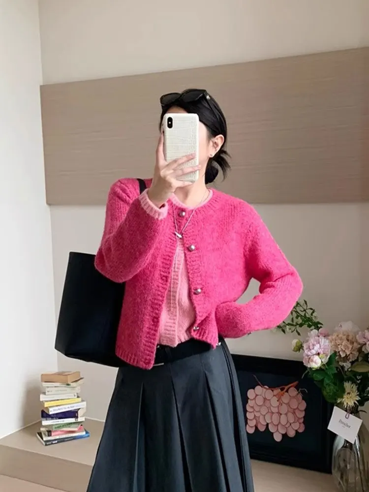 

Ele Soft Sle Long Sve Camere Knitted Jaet Versatile Comfortable Svel oulder Bared Vest Faionable Top f...