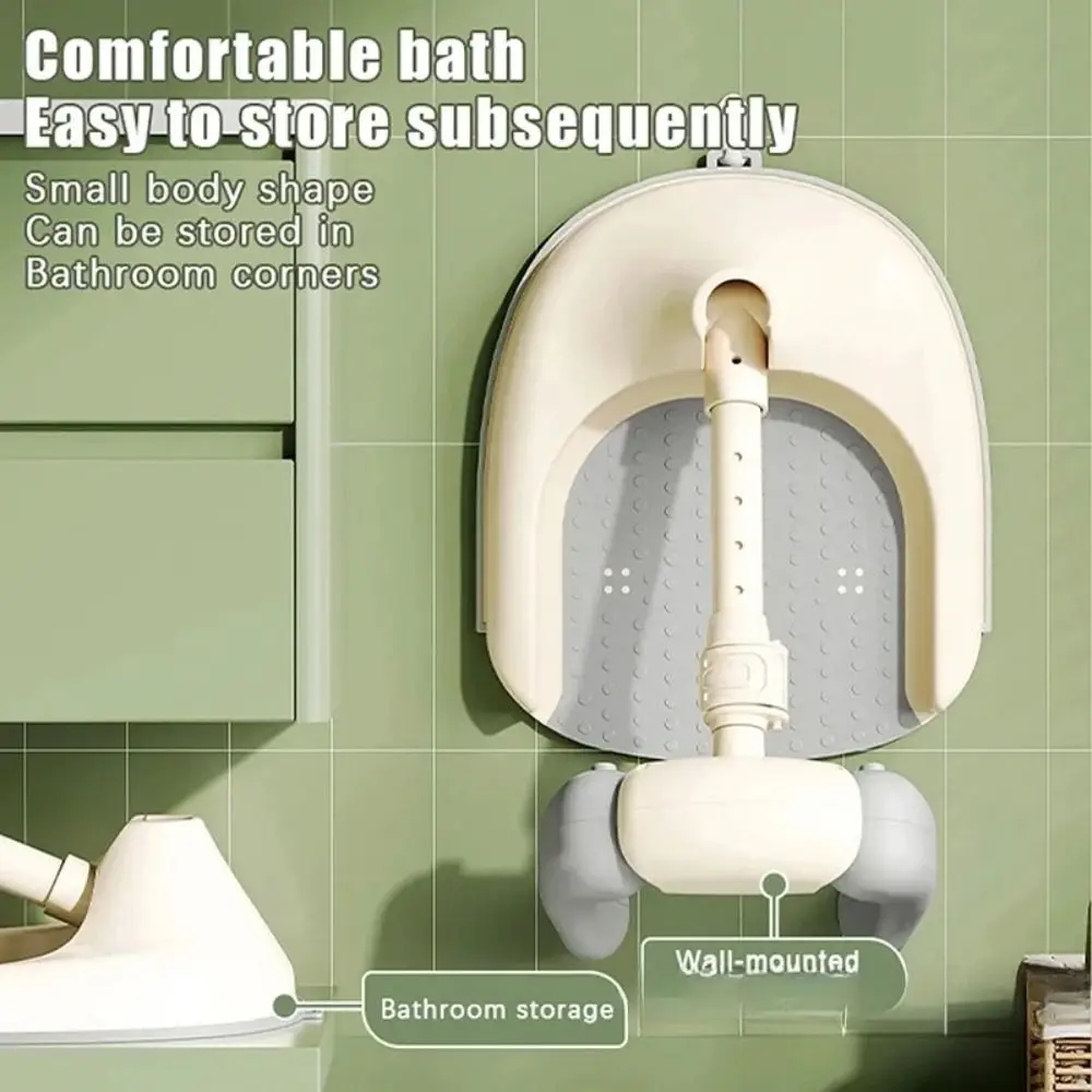 

Drainage Holes Baby Shower Rack Armrest Design Anti-Skip Base Anti-Slip Bath Organizer Secure Bathtub Organizer Wash Seat