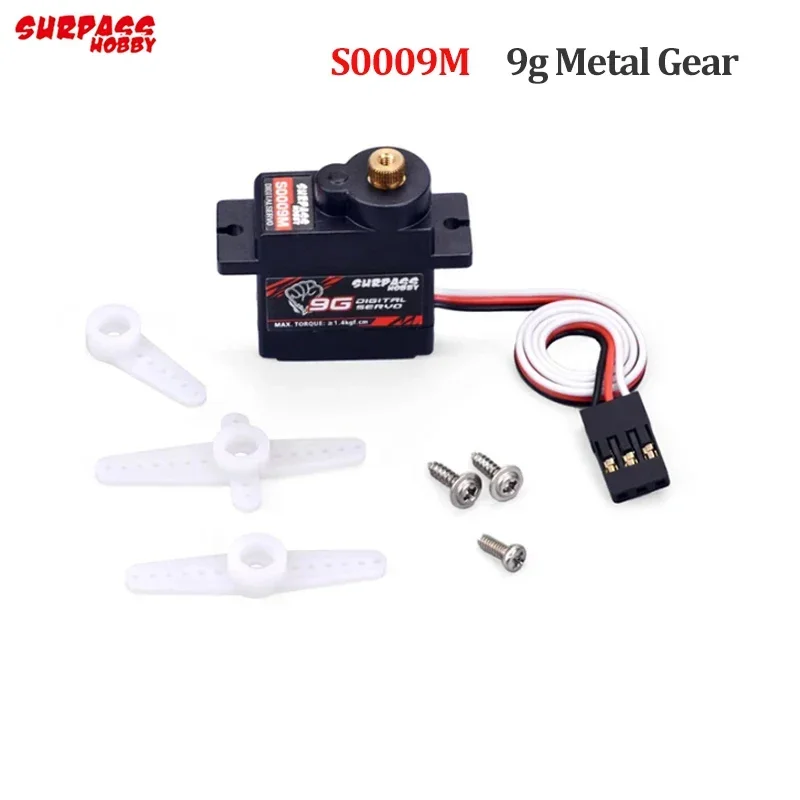 Surpass Hobby S0009M 9g Servo - 1.4KG Metal Gear Digital 4.8-6V for RC Fixed-wing Airplane Car Boat
