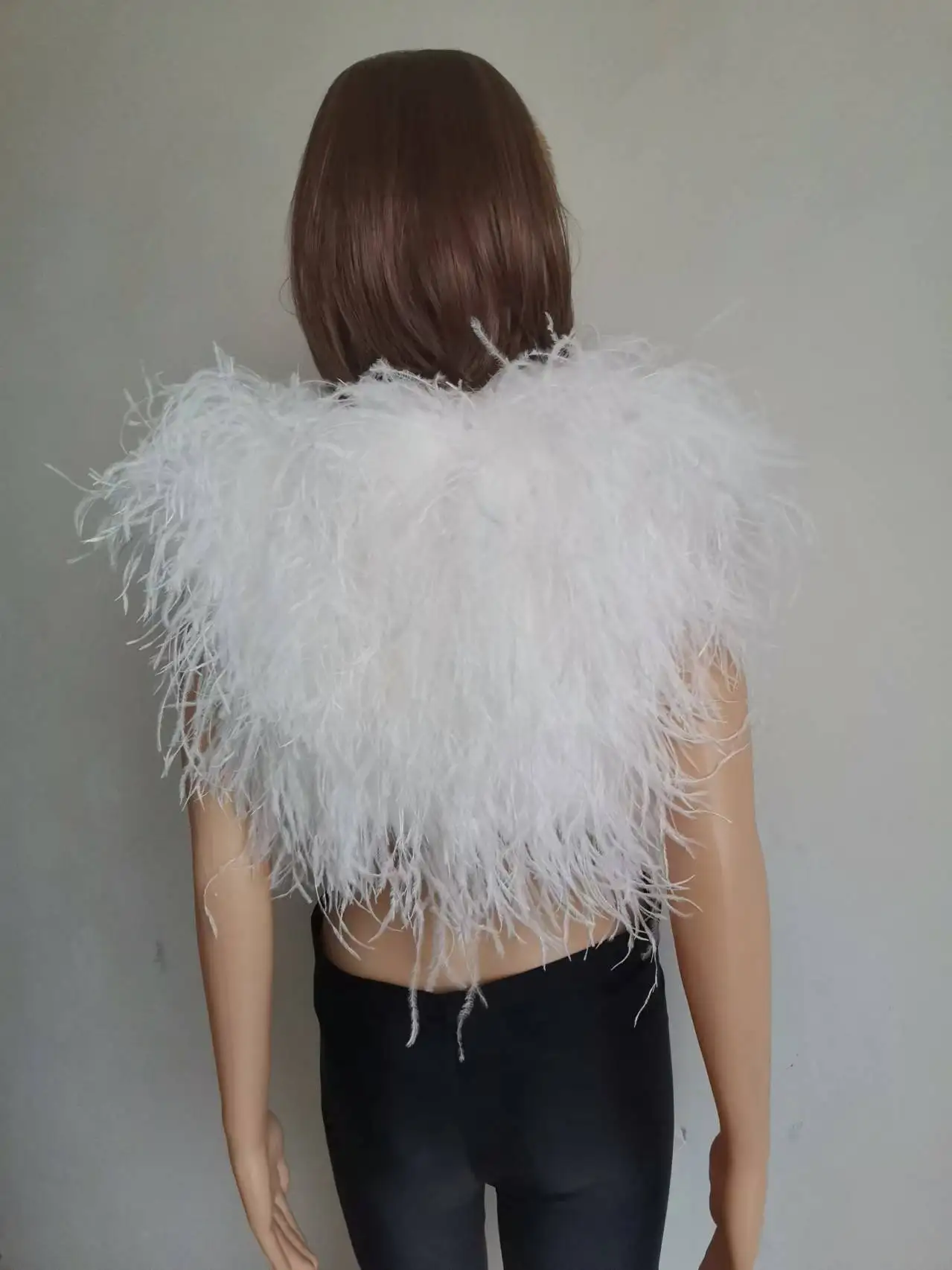 Naturalny, prawdziwy, 100% pióra strusie, futrzany szal, szal ślubny, puszysta kamizelka, kurtka ślubna, możliwość personalizacji