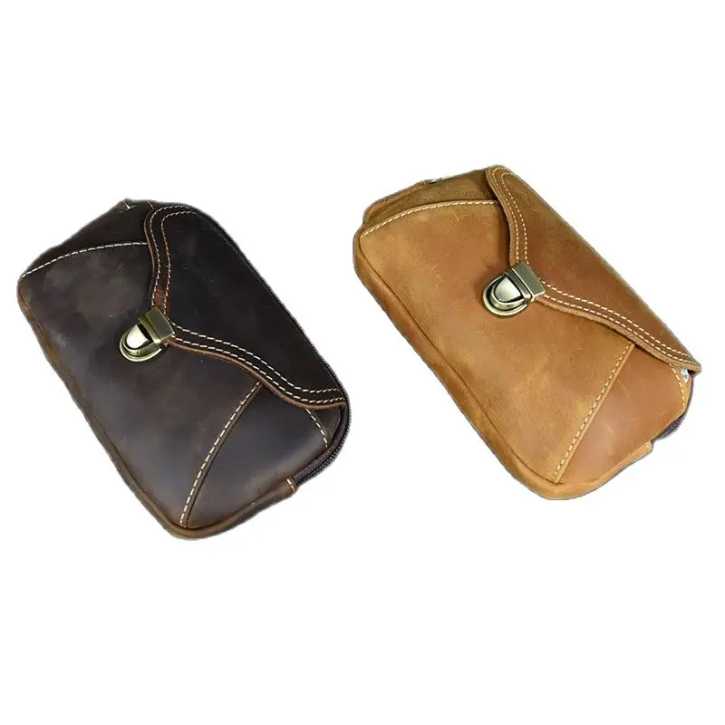 Mann Gürtel Tasche Crazy Horse Leder Taille Pack Für Männer Fanny Pack Retro Handy Tasche Rindsleder Hüfte Sack Casual herren Gürtel Tasche Neue
