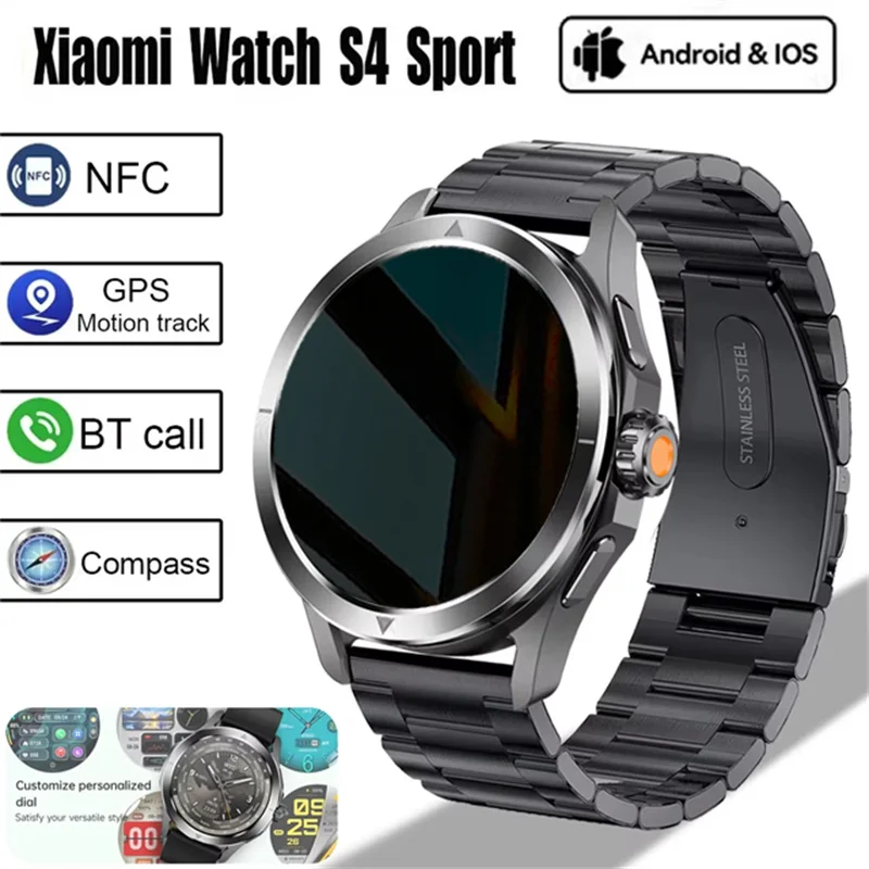 

New For Xiaomi S4 Ultra Smart Watch Men AMOLED Outdoor Sports NFC GPS Compass Heart rate Waterproof Bluetooth Call Smartwatches