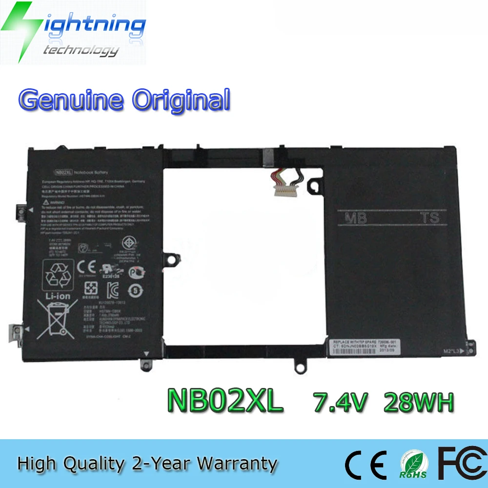 

New Genuine Original NB02XL 7.4V 28Wh Laptop Battery for HP Pavilion 11.6 X2 11-H015TU 11-H019TU 11-H110TU X2 726596-001