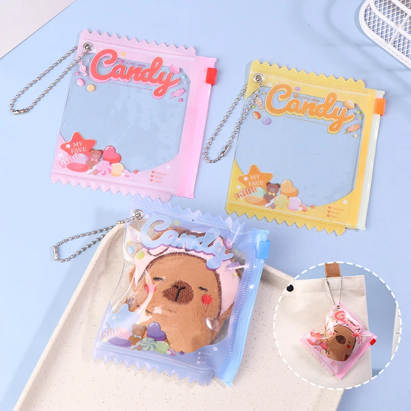 Cartoon PVC Dustproof Storage Bags Doll Badge Display Bag Candy Bag With Keyring Mini Box Card Bag Dolls Organizer Pouches