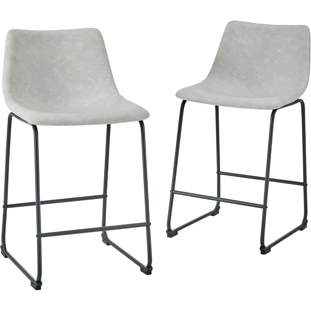 Douglas Urban-Chaises de comptoir sans accoudoirs, en similicuir, industriel, gris, lot de 2