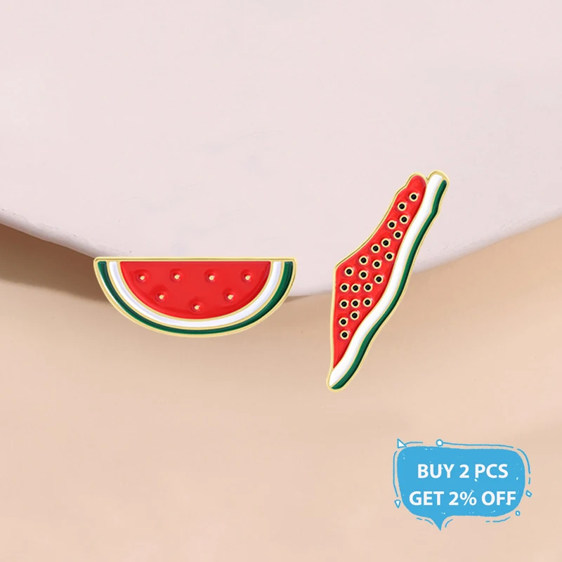 Creative Freedom Watermelon Enamel Pin Alloy Brooch Lapel Backpack Badge Fashion Jewelry Accessories Gift for Friends