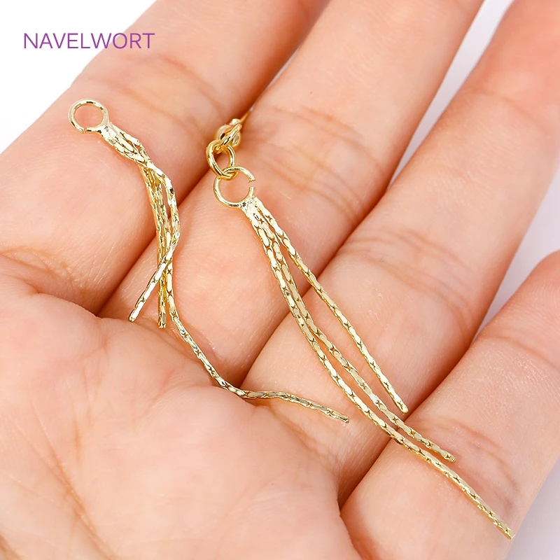 Trendy 18K Gold Plated Long Tassel Charms For Earring Making Supplies Brass Metal Thin Tassel DIY Women Drop Earrings Findings