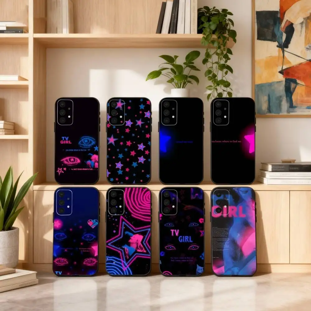 

T-TV Girl B-Band Phone Case For Samsung S25,24,23,22,30,21,10,9,Ultra,Plus,Lite,FE,4,5 G Soft Black Case
