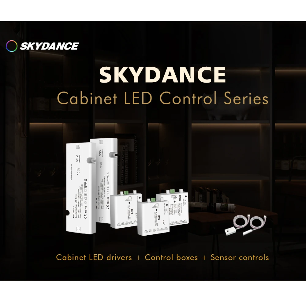 Skydance 60W 12V Small size Constant Voltage LED Driver Power Supply Single color 6CH RF&Sensor Synchronous DIM/CCT Control Box