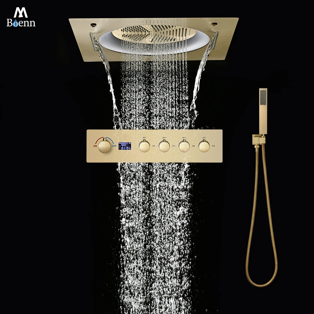 

M Boenn Luxurious LED lighting Shower System Hot and Cold Shower Diverter Bathroom ShowerHead Lavish Rainfall Showers Experience