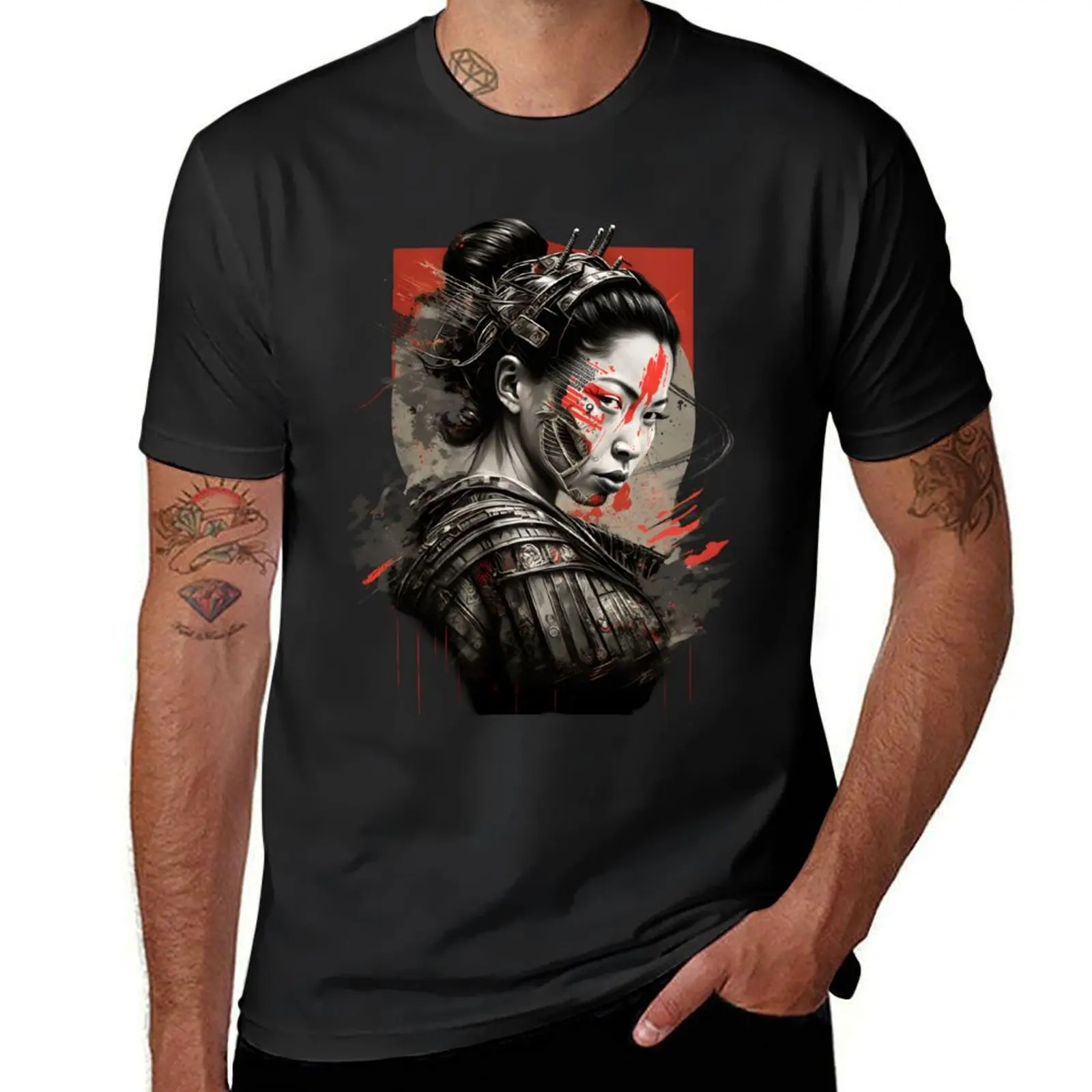 Japanese female warrior - Onna Bugeisha T-Shirt tops Short sleeve tee graphics summer top t shirts for men graphic