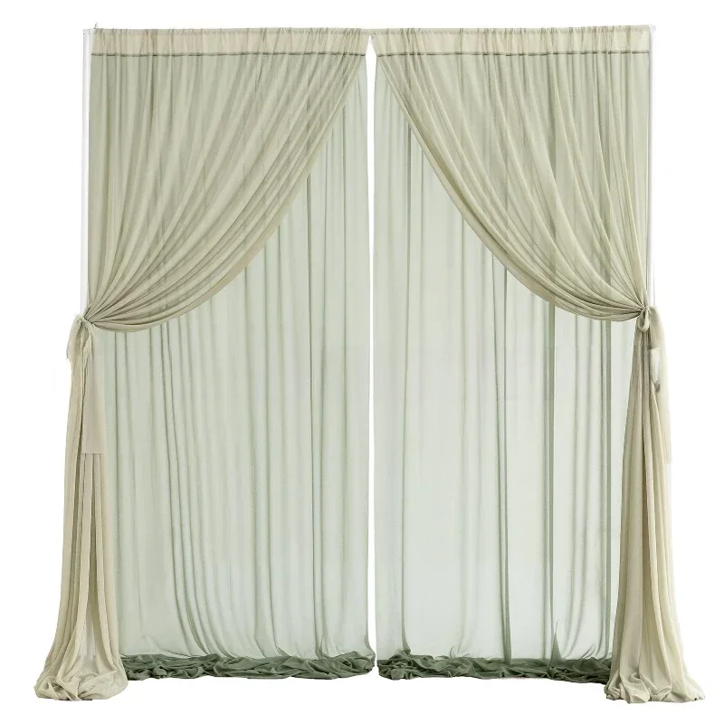 150X300CM Drapery Gauze Double-layer Double-sided Board Wedding Background Chiffon Curtains Party Arch Decoration