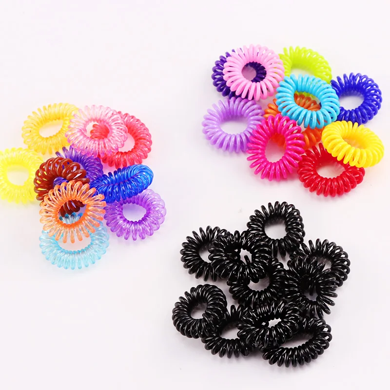 

10PCS/Lot New 2cm Small Telephone Line Hair Ropes Girls Colorful Elastic Hair Bands Kid Ponytail Holder Tie Gum Hair Accessories