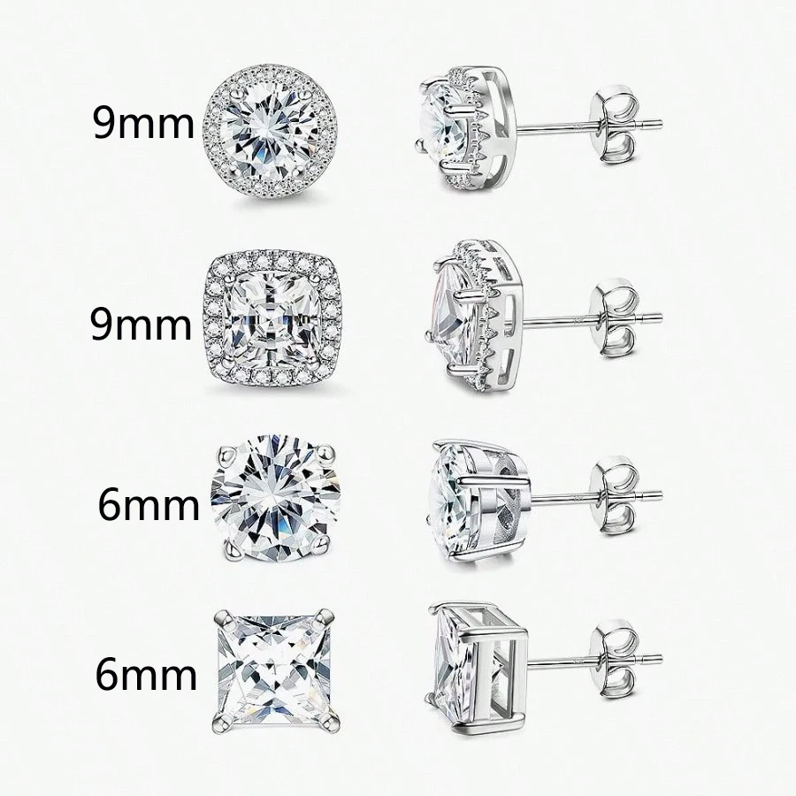 2-Piece Fashionable Micro-Inlaid Cubic Zirconia Women'S Stud Earrings, Gift For Festival