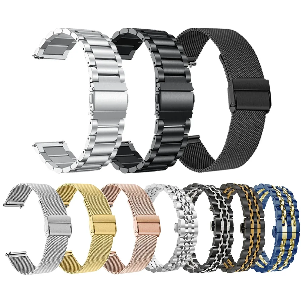 Stainless Steel Metal Strap For Garmin Forerunner 255 Music 55 245 645 Mesh Band Vivoactive 4/Venu 2 Plus Sq Watchband Bracelet