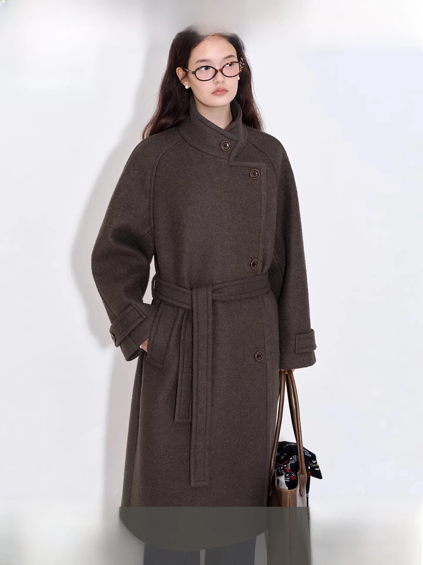 

Fano Long Woolen Coat Women's High Quali Long Line Partition Korean Sle Loose Fit Winter Outerwear Pure E-commerce