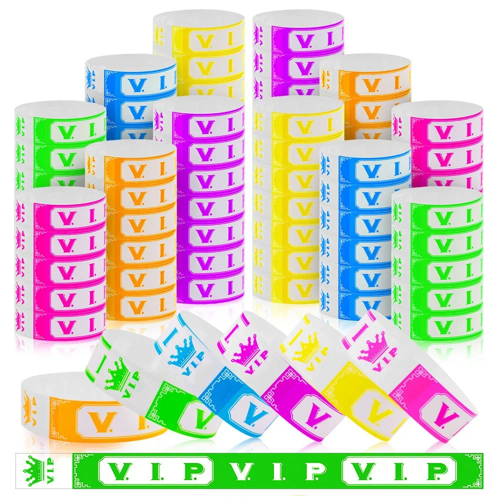 1000pcs Fluorescent Color VIP Waterproof Disposable Bracelet New Design Wristband Events Festival Children's Tickets