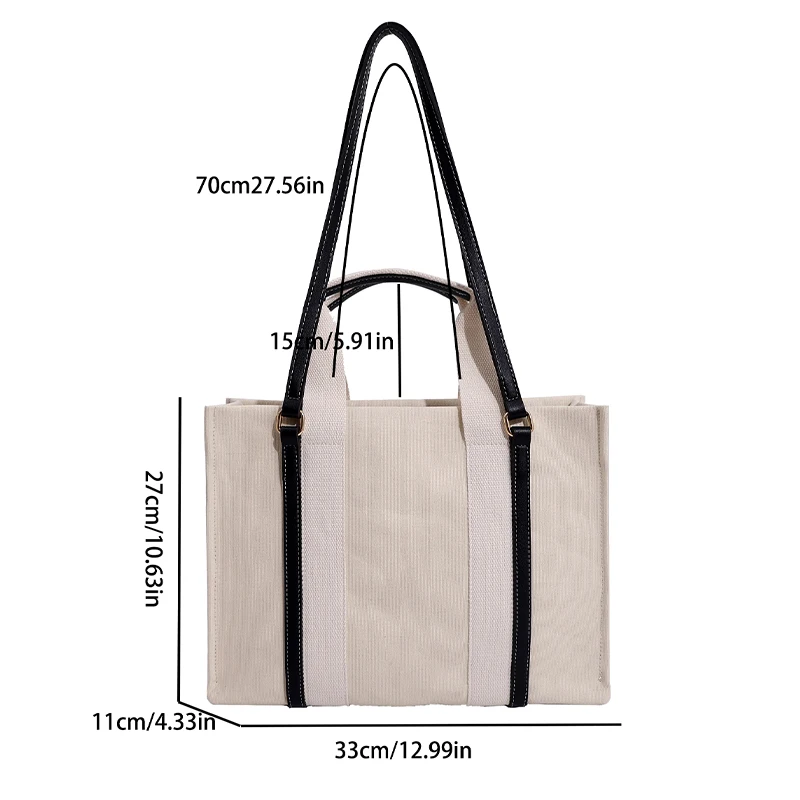 Women\'s Canvas Bag Large Capacity 2024 New Casual Shoulder Handbag College Student Classroom Bag Commuting Tote Bag