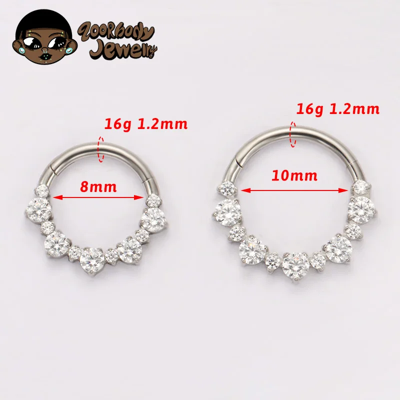 ASTM F136 TItanium Daith Clicker Nose Ring Piercing with CZ  Septum Rings Cartilage Earring Hoops Hinged Clicker Body Jewelry view 5