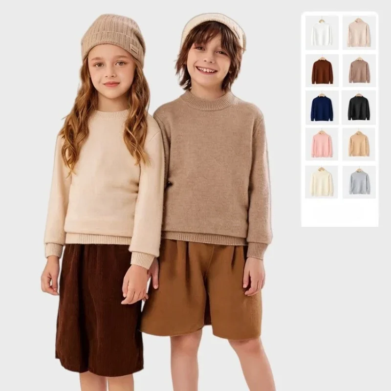 2-10T Toddler Kid Baby Boy Girl Sweater Winter Warm Clothes Long Sleeve Knit Pullover Top Casual Plain Knitwear Outfit