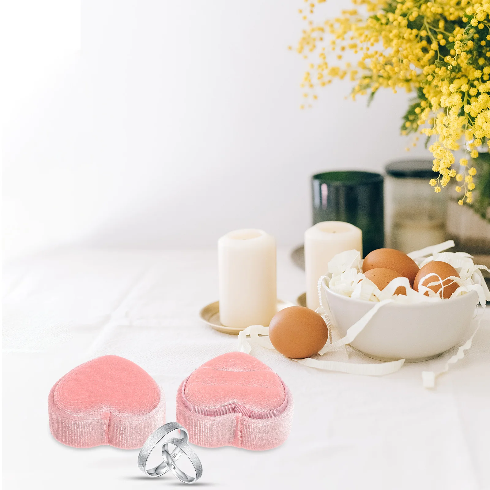 

Коробка для колец в форме сердца для хранения свадебной церемонии, обручальная подарочная коробка для ювелирных изделий, легкие элегантные подарочные коробки для колец для ювелирных изделий