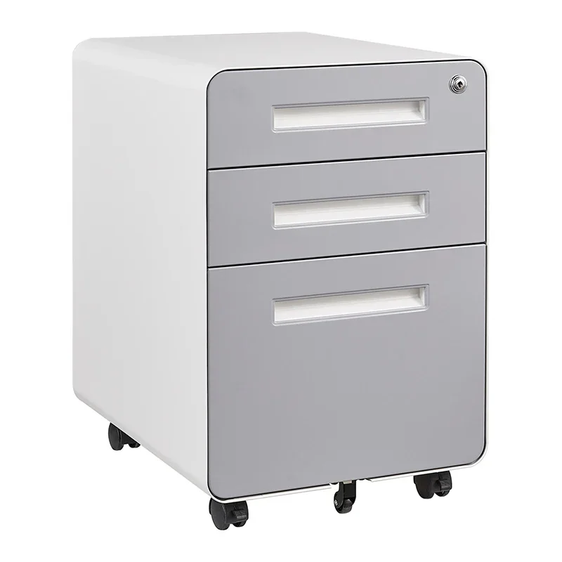 Gabinete móvil de 3 cajones para archivos de almacenamiento de acero y metal con pedestal móvil