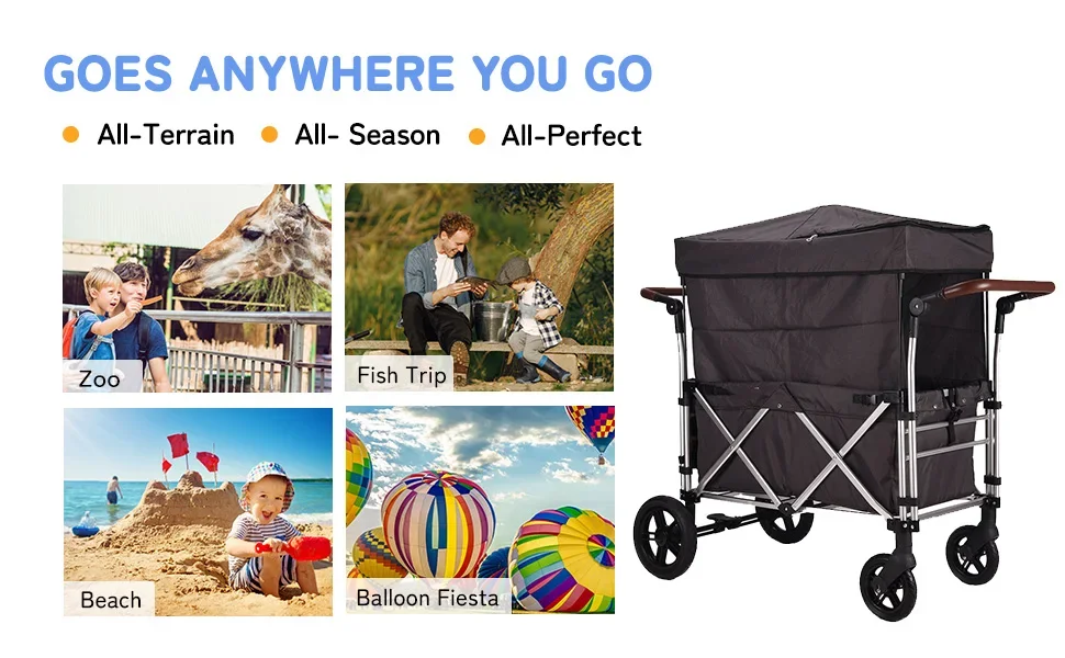 Manufacturer Wholesale Easy Collapsible Wagon Garden Outdoor Park 2 Pet Wagon Cart 2-In-1 Baby Stroller