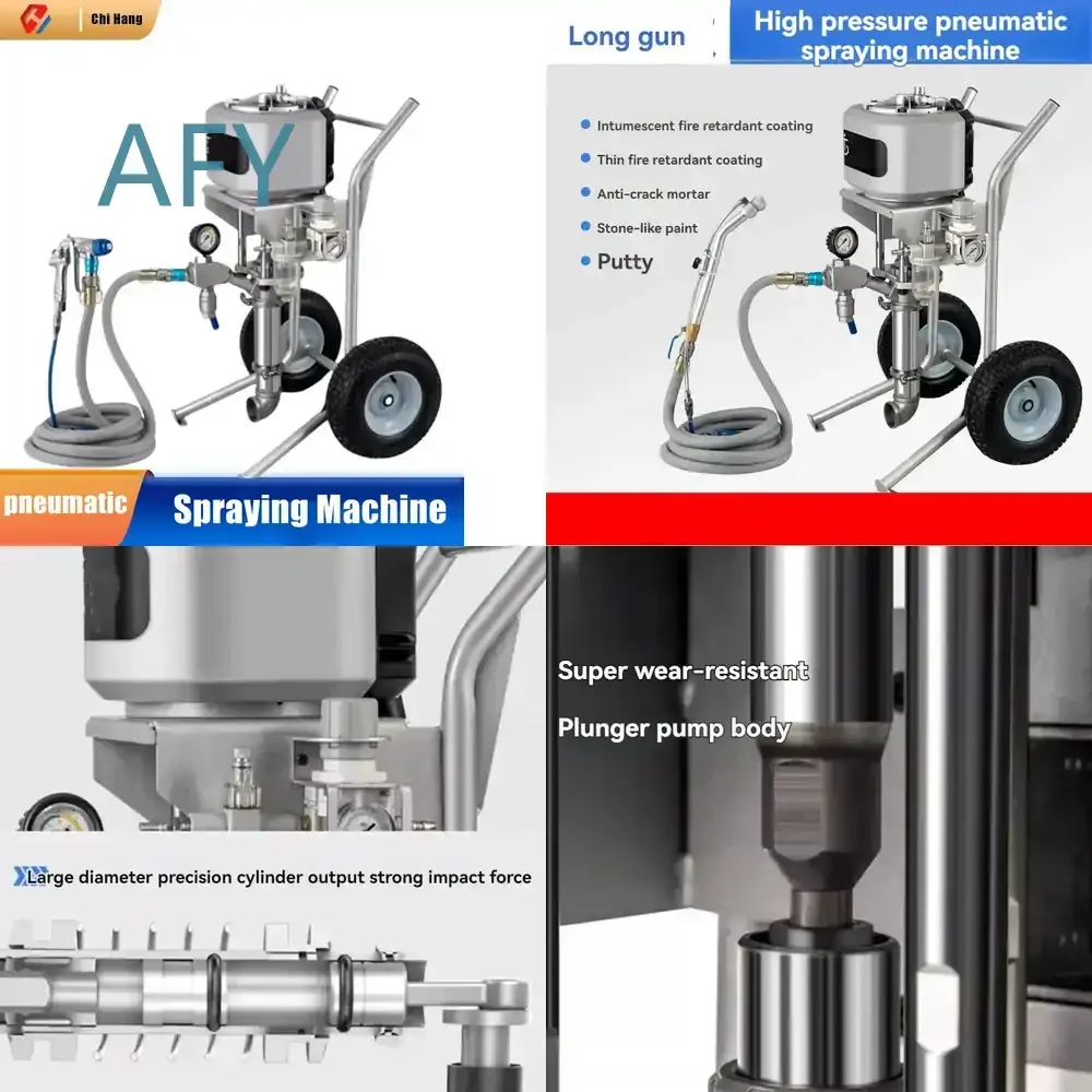 Plunger Type Real Stone Paint Spraying Machine for High Pressure Pneumatic Exterior Wall Putty Anti Cracking Mortar Steel