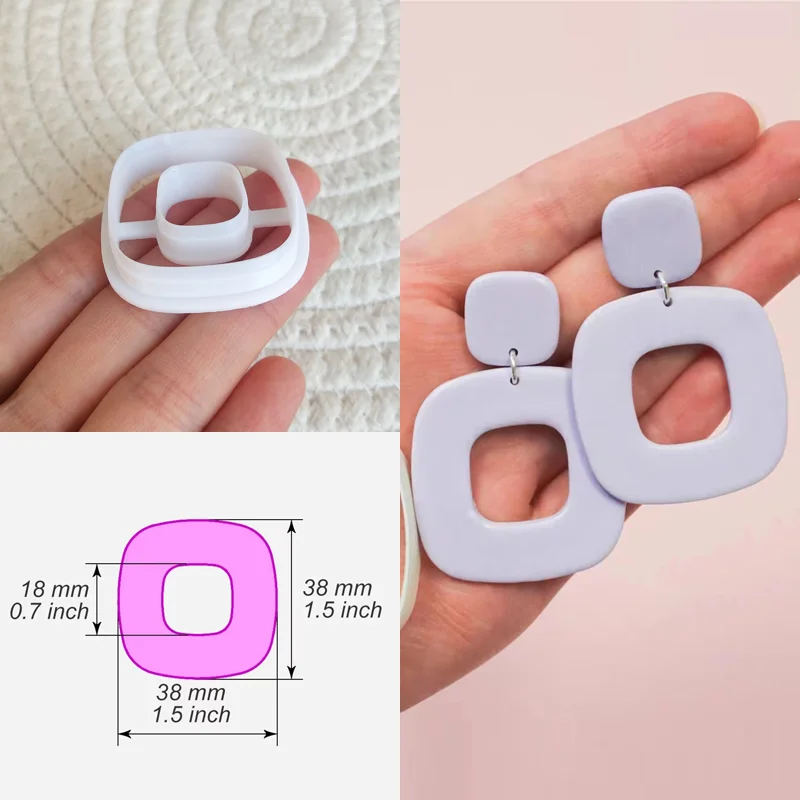 Geometry Ring Polymer Clay Cutter Heart/circle/square Soft Pottery Mold DIY Earring Pendant Jewelry Cutting Modeling Clay Tools