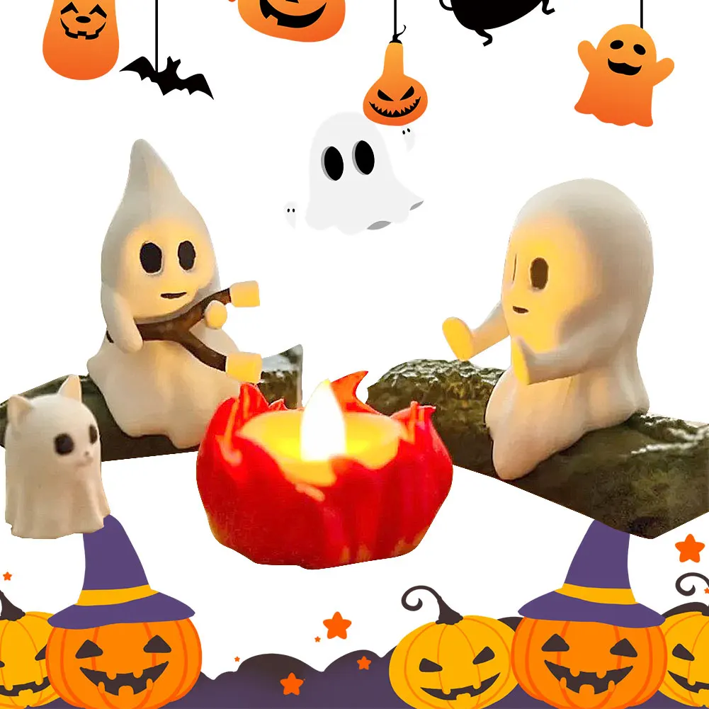 

Ghost Campfire Gathering with Realistic Tea Light Fire Ghost Campfire Display Ghost Campfire Scene Spooky Halloween Decor
