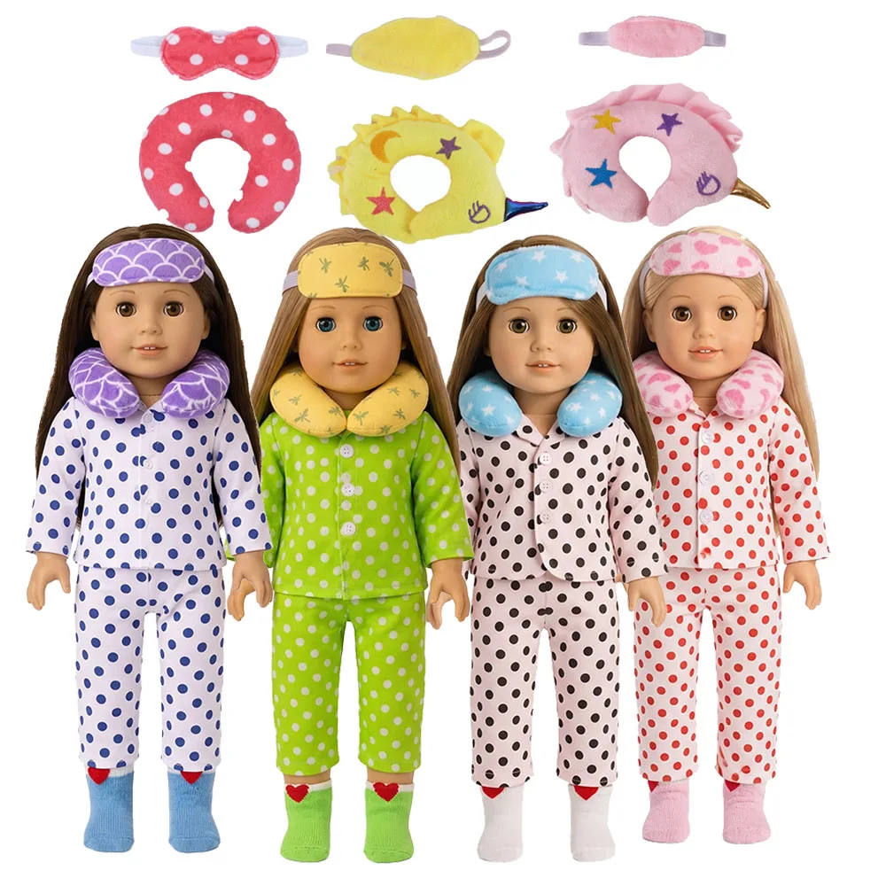Cozy Casual U‑shaped Pillow with Doll Clothes, Relaxing Play Accessories Fit for 18 Inch & 43cm American Doll, Girls Gift
