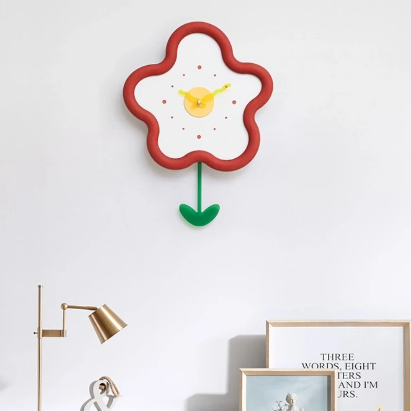 

Flowers Aesthetic Wall Clock Office Kawaii Pendulum Design Wall Clock Electronic Cute Montre Murale Salon House Decoration