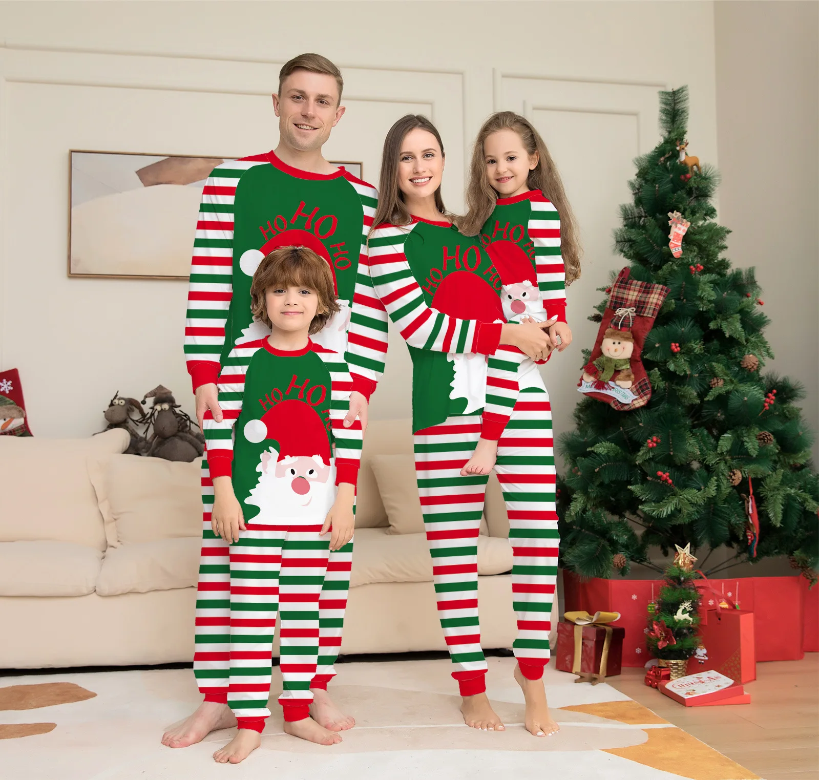 2025 Christmas Family Matching Pajamas Adult Kid Baby Outfits Cartoon Print Tops+Pants 2PCS Xmas Sleepwear Pyjamas Family Look