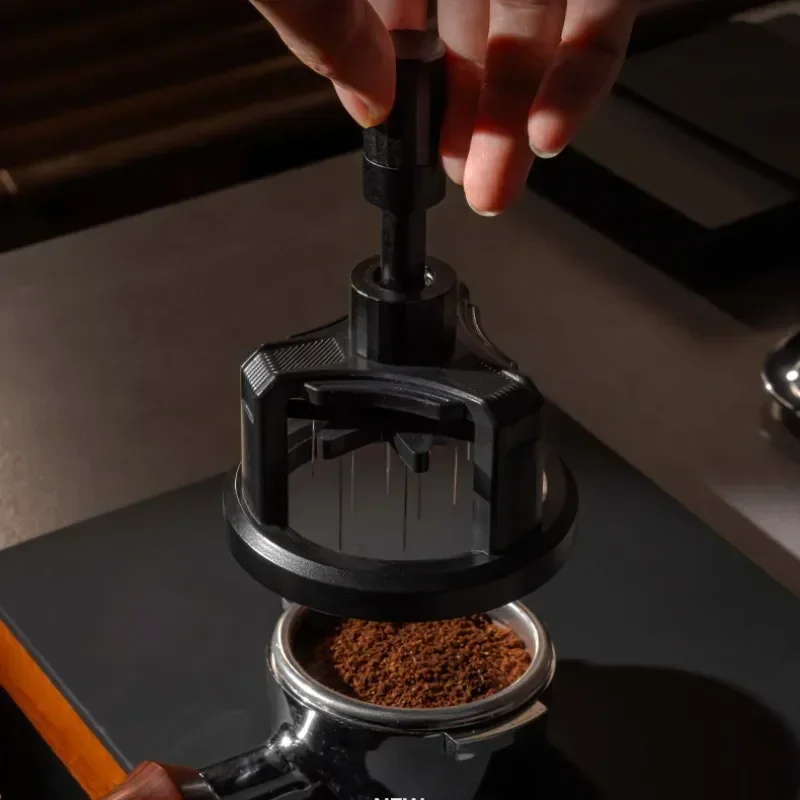Rotary Needle Powder Distributor 51/53/58mm Magnetic Non-slip Coffee Tamper Needle Portable Espresso Hand Tampers Stirrer Cafe
