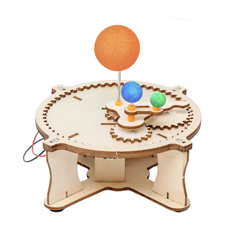DIY Solar System Model Kit Wooden Puzzle Mechanical Set Assembling Sun Earth Moon Planet Educational Science Toys for Kids