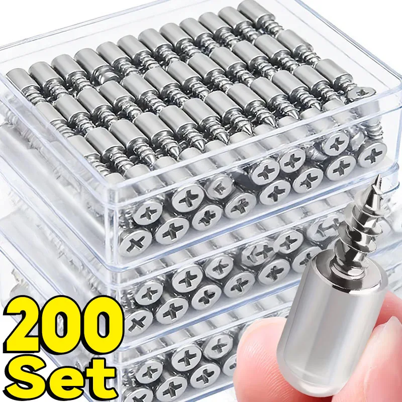 10/200set Self Tapping Screw Layer Plate Holder Wardrobe Septum Brackets Fixed Screw Shelf Support Pegs with Non-Slip Sleeve