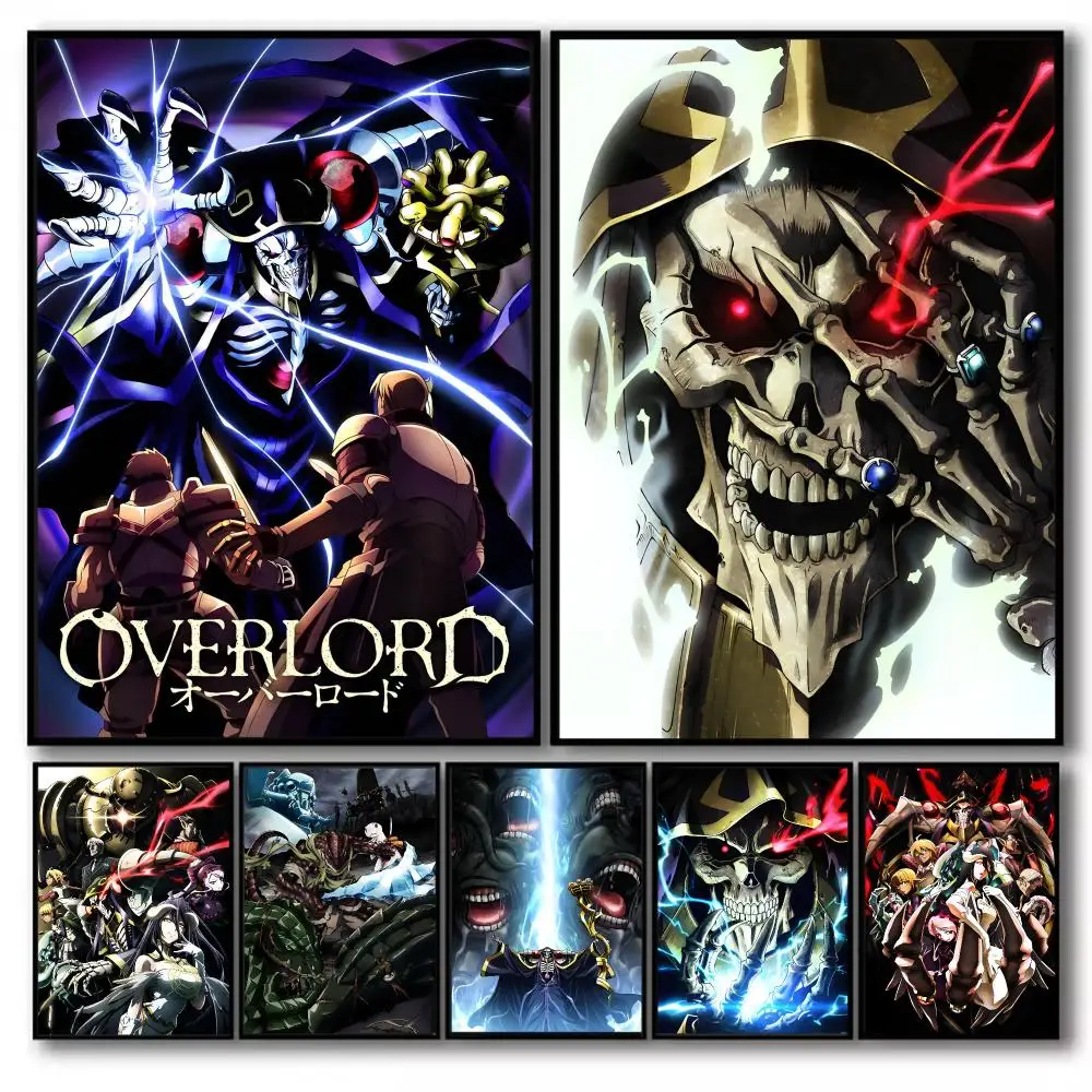 O-OVERLORD Anime Poster Stickers Self-Adhesive Painting Mural Decor Wall Decals for Bedroom Living Room Home HD Gift