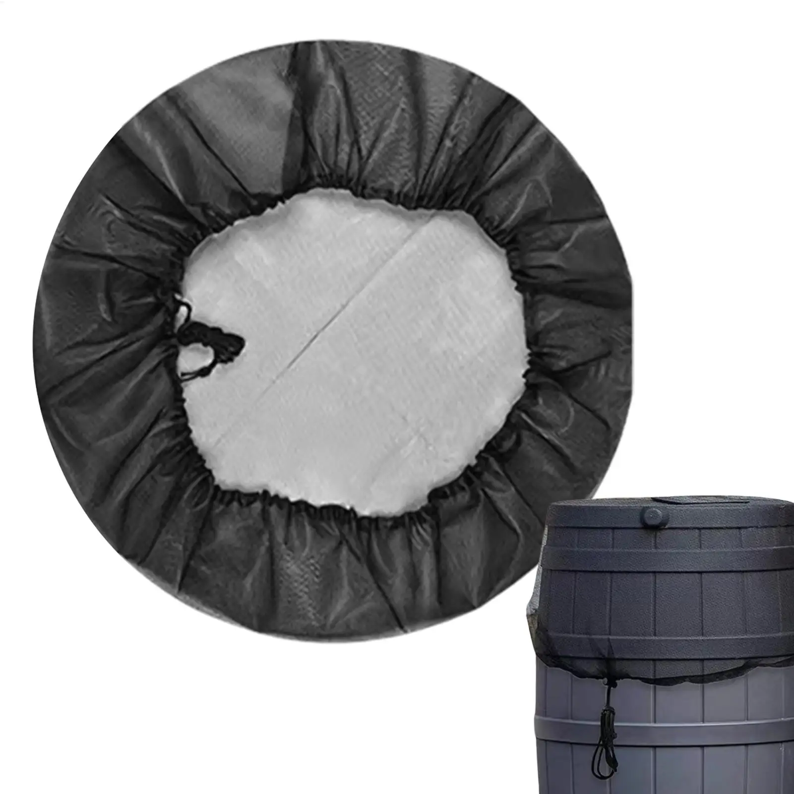Rain Barrel Screen Adjustable Drawstring Water Barrel Filter Screen Cover Rain Bucket & Collection Barrels Netting Screen Keeps