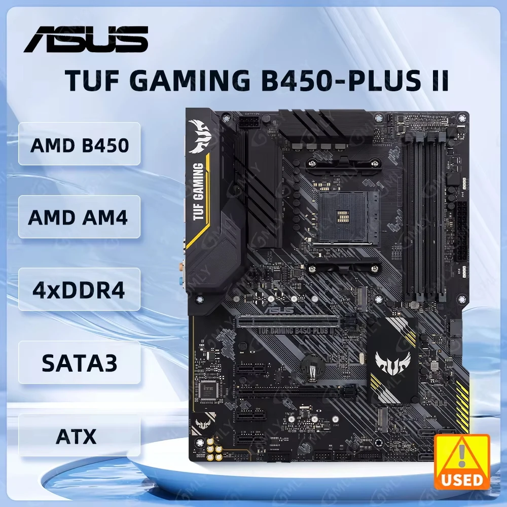 Tarjeta Madre ASUS TUF GAMING B450-PLUS, AMD B450, AMD AM4, DDR4 128GB, Compatible con Ryzen 7 1700, 3700x, Ryzen 5 2600, 2600x, 3600, 5500, 5600