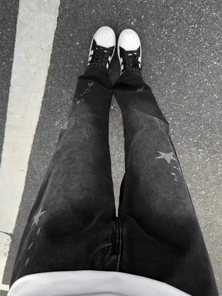 

Мужские джинсы Star adient Denim, прямые, облегающие, слегка расклешенные, длинные брюки, износостойкие, из хлопка, в стиле High Street