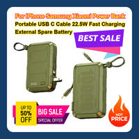10000mAh For IPhone Samsung Xiaomi Power Bank Portable USB C Cable 22.5W Fast Charging External Spare Battery