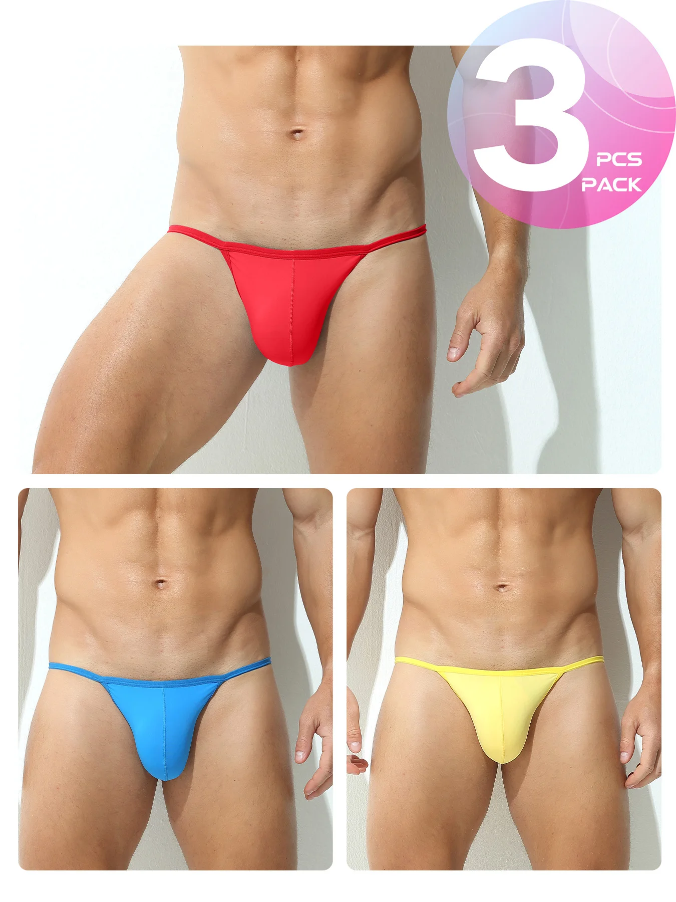 

Erotic Mini Thong Men Sexy Panties Man T-Back Underwear Low Waist Bikini Briefs Ultra Thin Lingerie hombre Underpants 3pcs