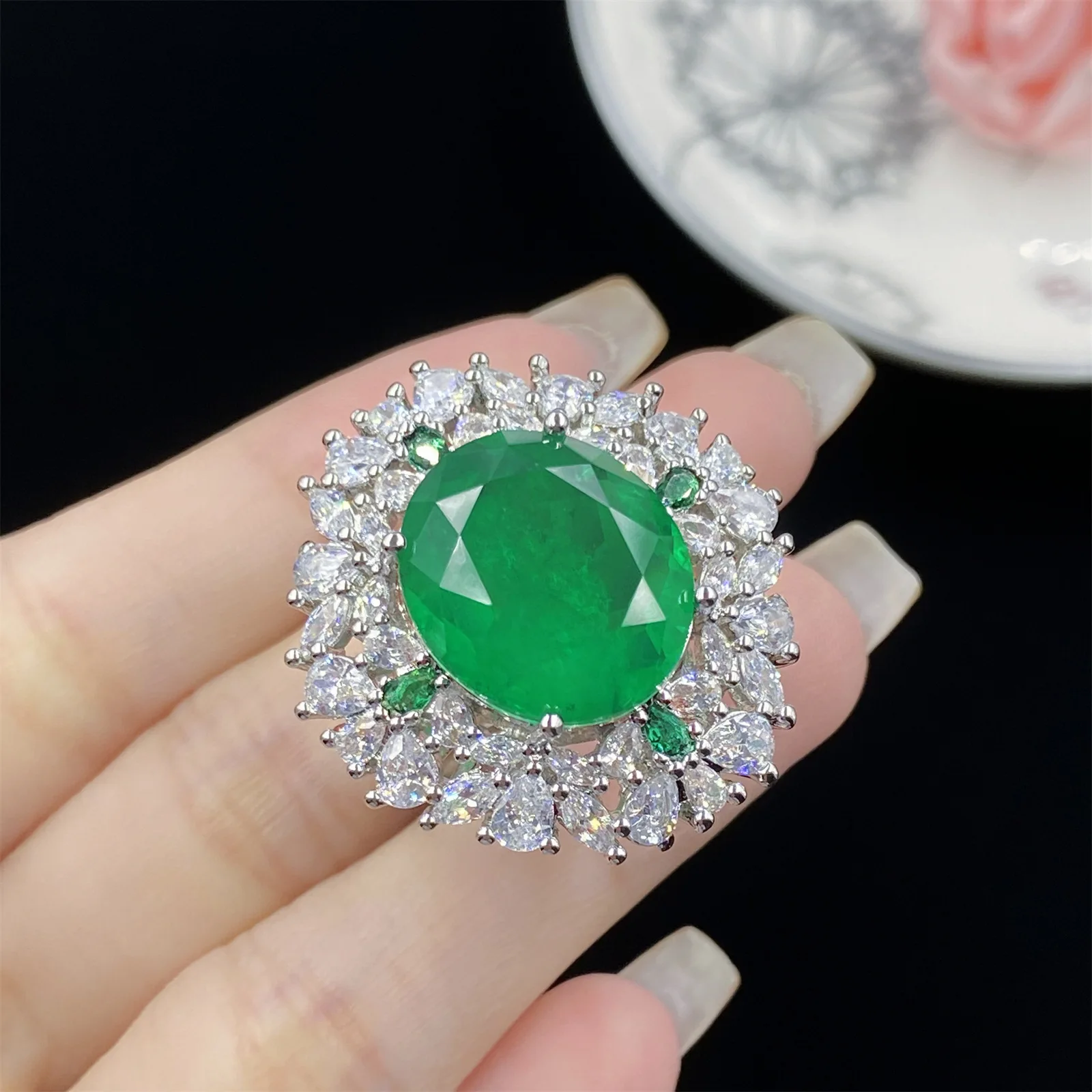 Handmade 20ct Lab Emerald Diamond Jewelry set 925 Sterling Silver Engagement Wedding Rings Earrings Necklace For Women Jewelry