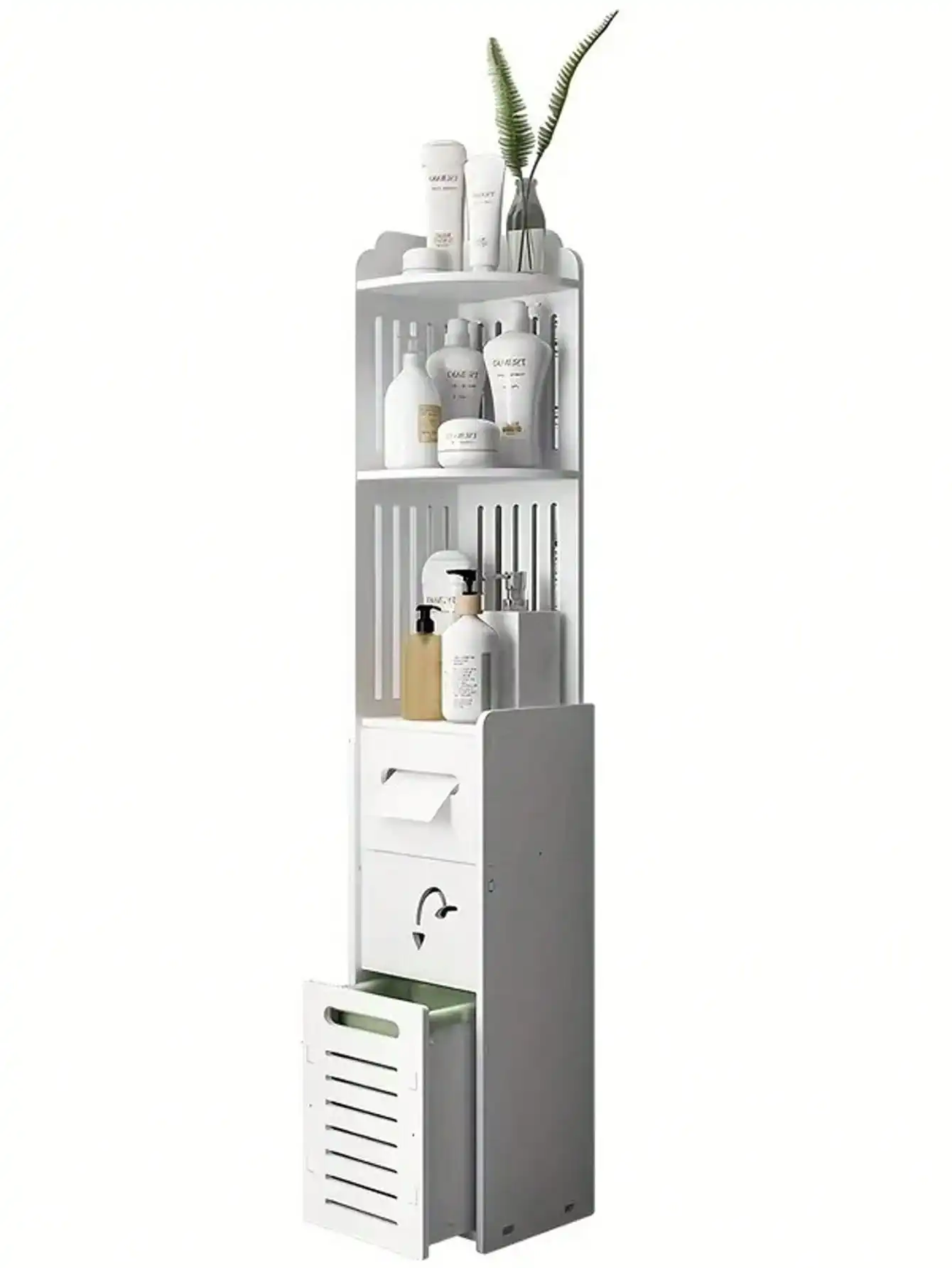 Slim Bathroom Storage Cabinet Space Saving Design, Durable Tall PVC Storage Organizer, Multi-Scene Rack For Bathroom Bedroom