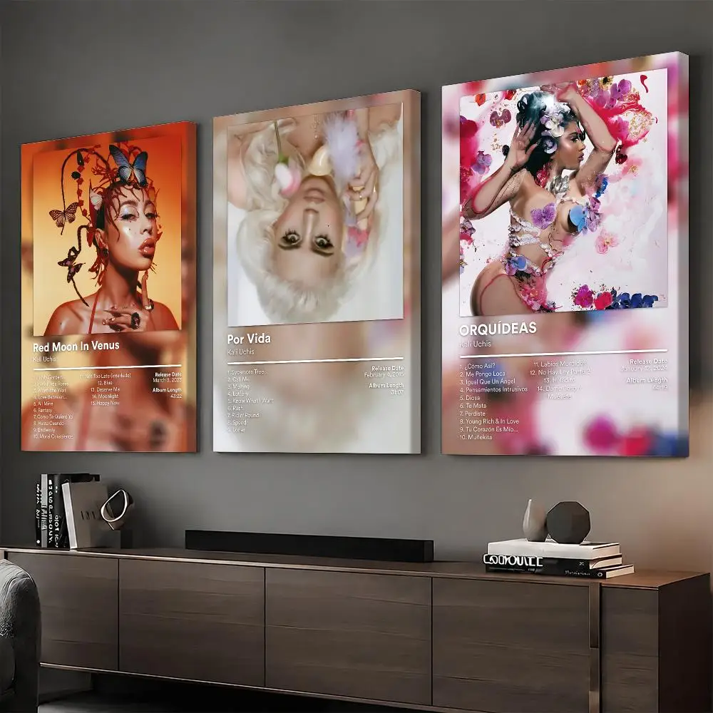 K-Kali Uchis Rapper Album Painting Calligraphy HD Modern Style Inner Frame Canvas Poster Bedroom Room Hallway Wall Art Decor