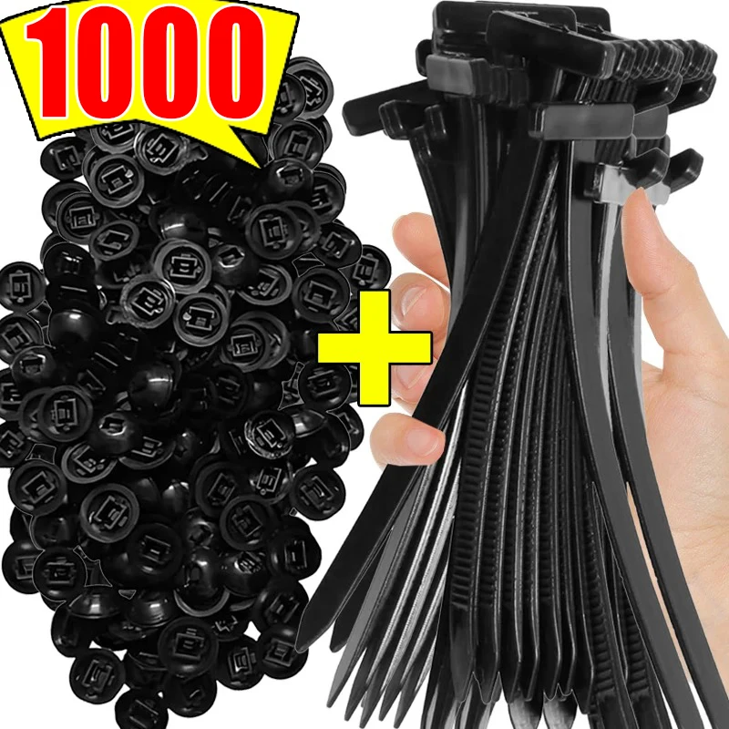 1000PCS Self-Locking Nylon Cable Ties, Adjustable Zip Ties for Car Repair, DIY, Home, Office, Gardening, Organizing Wires